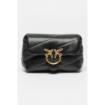 Geanta crossbody de piele Love Puff Baby - Negru