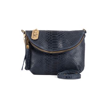 Geanta crossbody din piele cu aspect de piele de crocodil Lydia