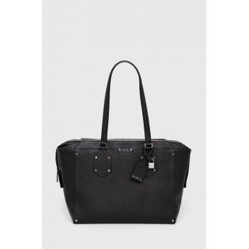 BOSS poseta de piele culoarea negru