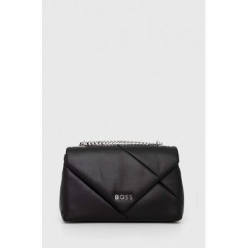 BOSS poseta de piele culoarea negru