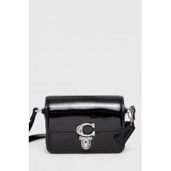 Coach poseta de piele culoarea negru ieftina