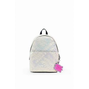 Desigual rucsac femei, culoarea argintiu, mic, neted