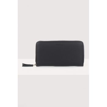 Portofel de piele cu buzunar separator cu fermoar Tassel