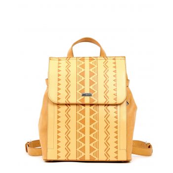 Rucsac Doca smart casual bej de dama cu model aztec