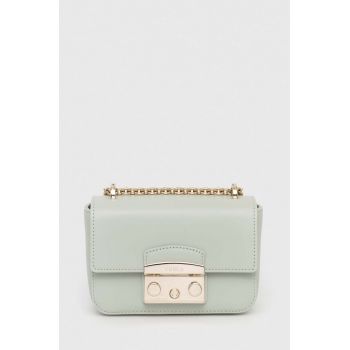 Furla poseta de piele culoarea verde
