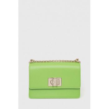 Furla poseta de piele culoarea verde