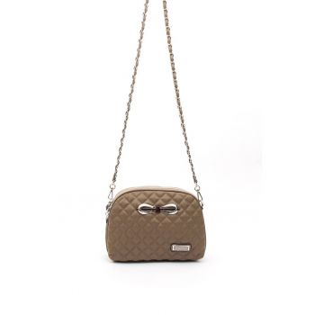 Geanta crossbody de piele ecologica cu garnituri cusute