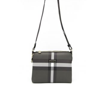 Geanta crossbody de piele ecologica cu model in carouri