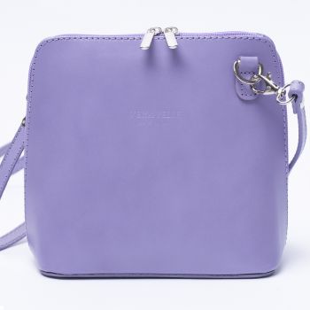 Geanta crossbody, roz lila din piele naturala