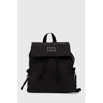 Tommy Jeans rucsac femei, culoarea negru, mic, neted