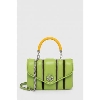 Tory Burch poseta de piele culoarea verde