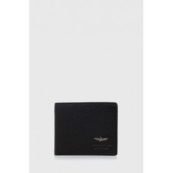 Aeronautica Militare portofel de piele barbati, culoarea negru