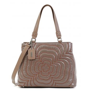 Geanta Doca casual maro de dama cu aspect lacuit