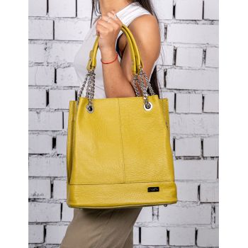 Geanta Piele, Model Pretta 358- Citron