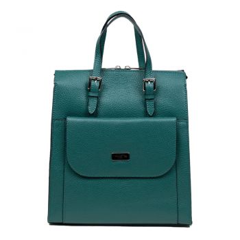 Geanta-Rucsac Piele, Model Pretta-7350 Verde Pavone