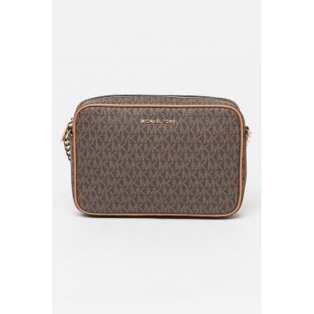 Geanta crossbody cu imprimeu logo si garnituri din piele Jet Set