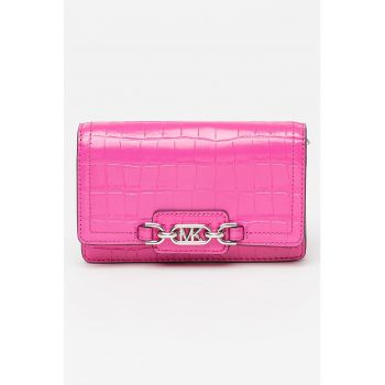 Geanta crossbody din piele cu model cu aspect de piele de crocodil Heather