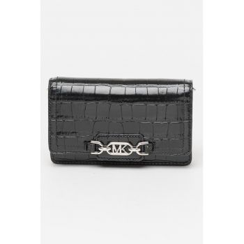 Geanta crossbody din piele cu model cu aspect de piele de crocodil Heather