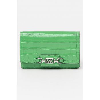 Geanta crossbody din piele cu model cu aspect de piele de crocodil Heather