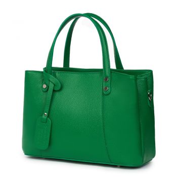 Geanta din piele cu trei compartimente Electra verde