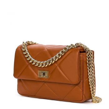 Poseta din piele matlasata Greta cognac