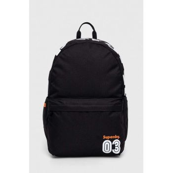 Superdry rucsac femei, culoarea negru, mare, cu imprimeu