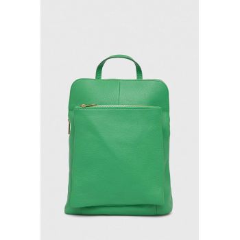 Answear Lab ghiozdan de piele femei, culoarea verde, mare, neted