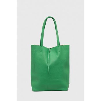 Answear Lab poseta de piele culoarea verde