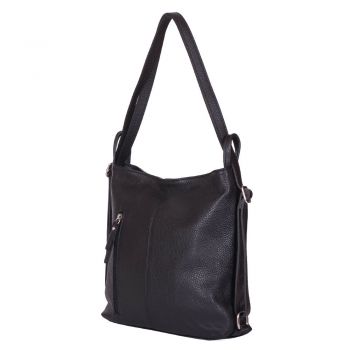 Geanta rucsac 2-in-1 din piele naturala Alesandra neagra ieftina