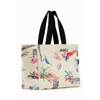Geanta shopper de panza cu imprimeu