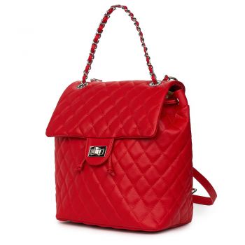 Rucsac din piele matlasata Marty rosu Rucsac din piele matlasata Marty rosu