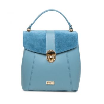 Rucsac Piele, Model Pretta-8067 Blu Mineral