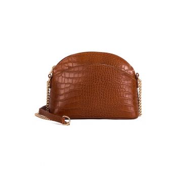 Geanta crossbody de piele cu aspect de piele de crocodil