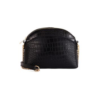 Geanta crossbody de piele cu aspect de piele de crocodil