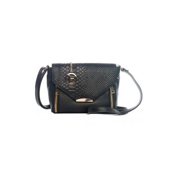 Geanta crossbody de piele cu model reptila