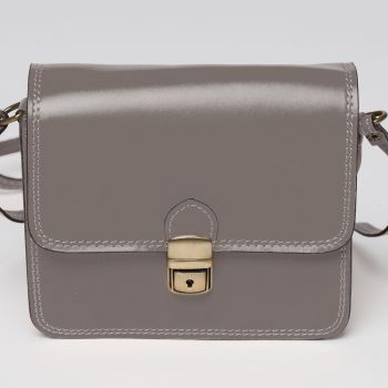 Geanta crossbody din piele naturala, tip postas, gri