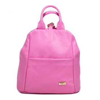 Geanta-Rucsac Piele, Model Pretta-8190 Roz Bombon