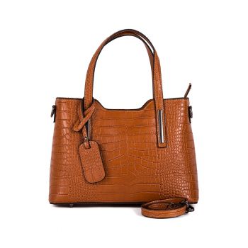 Geanta tote de piele cu model piele de crocodil