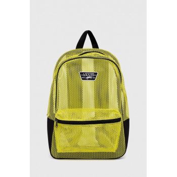 Vans ghiozdan copii MESH NEW SKOOL BACKPACK EVENING PRIMROS culoarea galben, mare, cu imprimeu