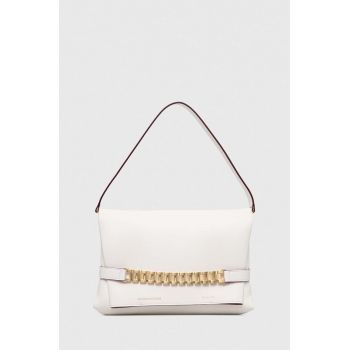 Victoria Beckham poseta piele Chain Pouch culoarea alb Victoria Beckham poseta piele Chain Pouch culoarea alb