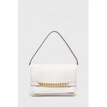 Victoria Beckham poseta piele Chain Pouch culoarea alb