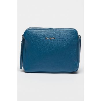 Geanta crossbody de piele cu doua compartimente