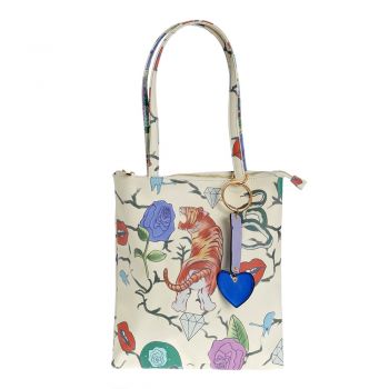 Geanta shopper cu imprimeu floral