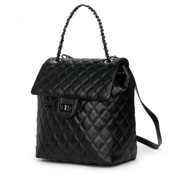 Rucsac din piele matlasata Marty negru Rucsac din piele matlasata Marty negru
