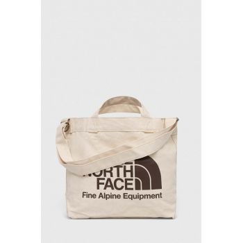 The North Face geanta de bumbac culoarea bej