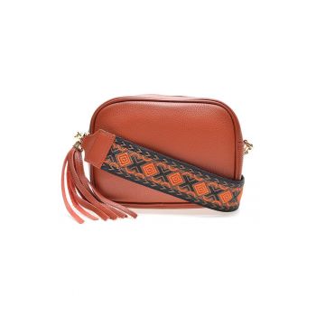 Geanta crossbody de piele cu bareta textila