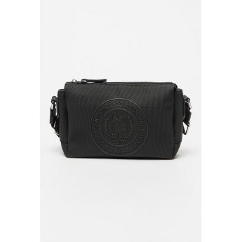 Geanta crossbody de piele ecologica cu logo in relief