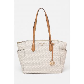 Geanta shopper de piele ecologica cu imprimeu monograma Marilyn