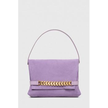 Victoria Beckham geanta de mana din piele intoarsa culoarea violet