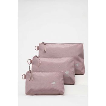4F portfard 3-pack culoarea roz